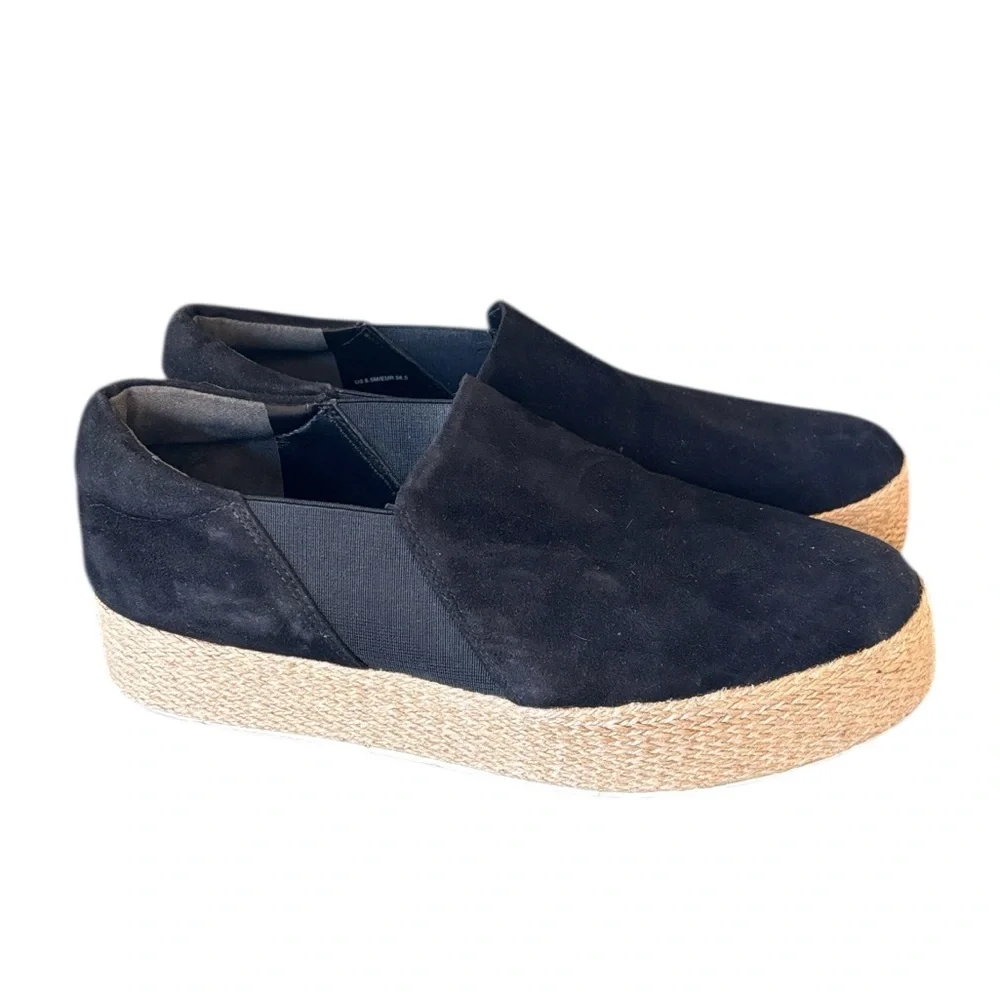 Vince Wilden Black Suede Espadrille Platform Sneakers‎ Size 8.5